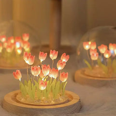 Artificial Tulip Night Light with Transparent DIY Bedside Lamp LED Night Light