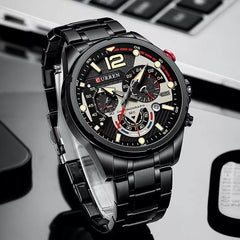 CURREN 8395 Men's Stainless Steel Watch - Black