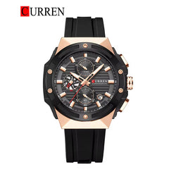 CURREN 8462 Men's Rubber Straps Watch - Black