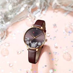 CURREN 9068 Women's Leather Straps Watch