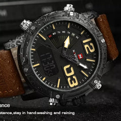 NAVIFORCE Luxury Brand Men's Sport Watches Men Dual Display LED Digital