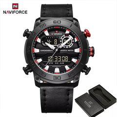 Genuine Leather Classic Wristwatch Naviforce 9235 Black