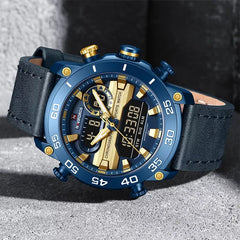 Genuine Leather Classic Wristwatch 9235 Color Blue