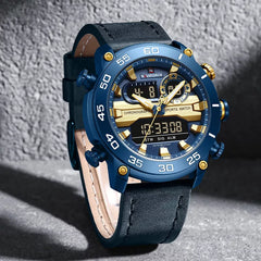 Genuine Leather Classic Wristwatch 9235 Color Blue