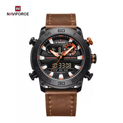 Genuine Leather Classic Wristwatch Naviforce 9235 Brown