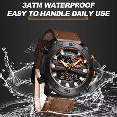 Genuine Leather Classic Wristwatch Naviforce 9235 Brown