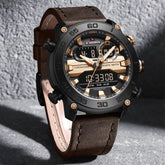 Genuine Leather Classic Wristwatch Naviforce 9235 Coffee