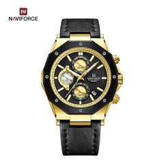 NAVIFORCE NF8028 Fashion Quartz Leather Strap Waterproof Luminous Male Watches