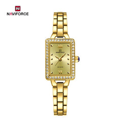 NAVIFORCE 5043 Women’s Square Dial Watch, Waterproof Steel Strap Quartz Chronograph