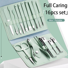 16Pcs Nail Clipper Set Nail Cutter Scissors Nail Polishing Stainless Steel Pedicure Trimmer