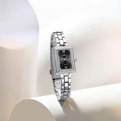 NAVIFORCE 5043 Women’s Square Dial Watch, Waterproof Steel Strap Quartz Chronograph