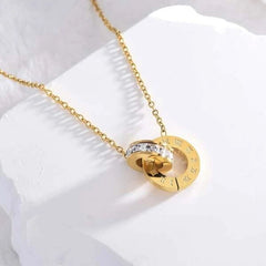 Roman Double Ring Necklace Gold