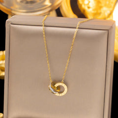 Roman Double Ring Necklace Gold