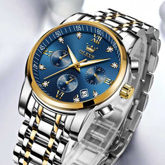 OLEVS 2858 Blue Dial Quartz Watch for Men