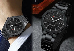 CURREN 8477 Fashionable Men's Quartz Watch - Golden Silver