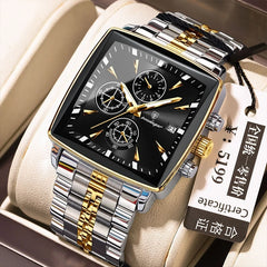 POEDAGAR 866 Luxury Square Chronograph Men’s Watch