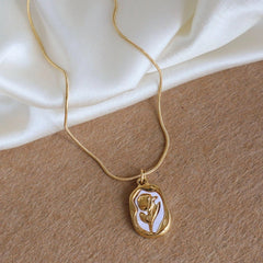 Geometric Rose Pendant Necklace For Women