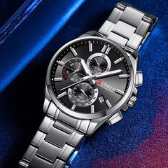 CURREN 8475 Men's Chronograph Watch Silver Black