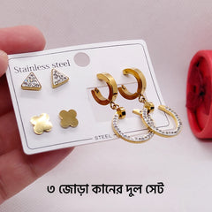 Stainless Steel 3 Set Ear Ring