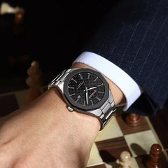 CURREN 8477 Fashionable Men's Quartz Watch - Silver Black
