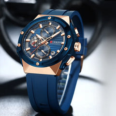 CURREN 8462 Men's Rubber Straps Watch - Blue