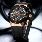 CURREN 8462 Men's Rubber Straps Watch - Black