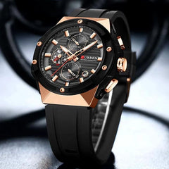 CURREN 8462 Men's Rubber Straps Watch - Black