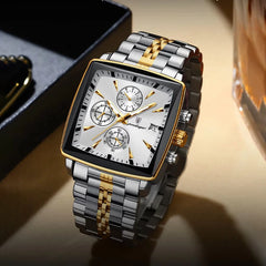 POEDAGAR 866 Luxury Square Chronograph Men’s Watch