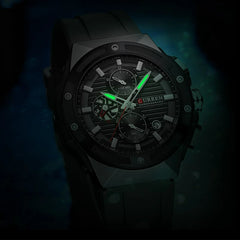 CURREN 8462 Men's Rubber Straps Watch - Black