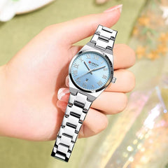 CURREN 9095 Women's Stainless Steel Watch Silver Blue