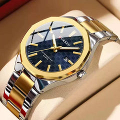 CURREN 8477 Fashionable Men's Quartz Watch - Golden Silver