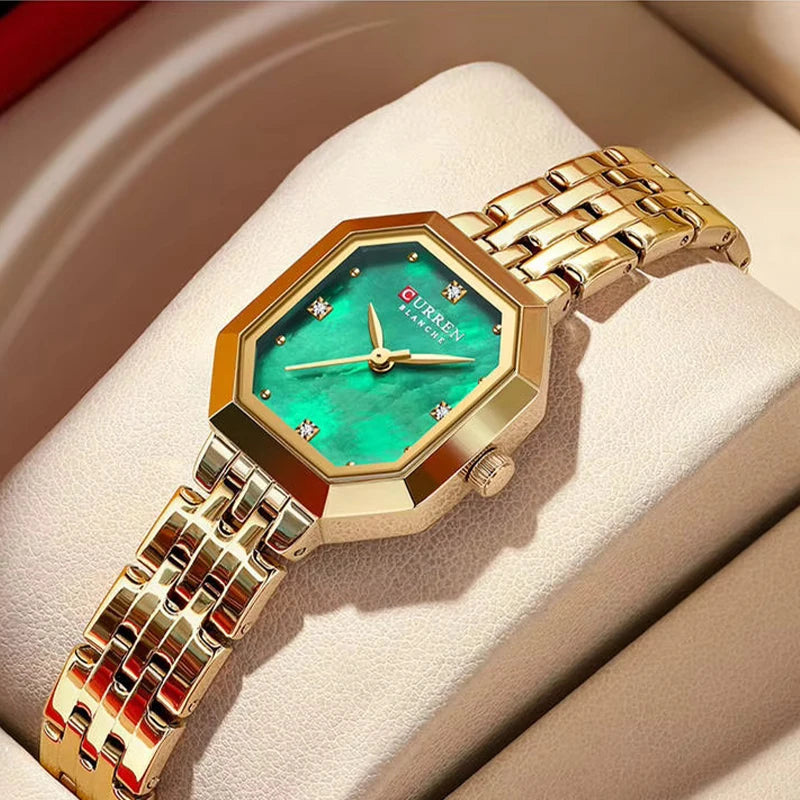 CURREN 9108 Fashion Stainless Steel Band Square Ladies Watch