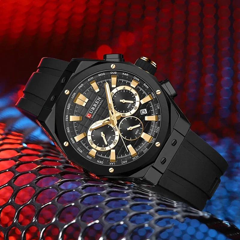 Curren 8464 Fashion Sports Quartz Men's Watch Multi Functional Waterproof