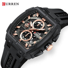 CURREN 8488 Original Silicon Strap Multifunctional Dial Men's Watch