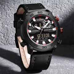 Genuine Leather Classic Wristwatch Naviforce 9235 Black