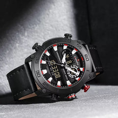 Genuine Leather Classic Wristwatch Naviforce 9235 Black