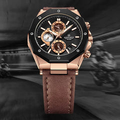 NAVIFORCE NF8028 Fashion Quartz Leather Strap Waterproof Luminous Male Watches