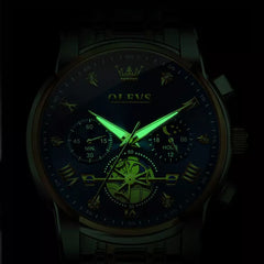 OLEVS 2858 Blue Dial Quartz Watch for Men