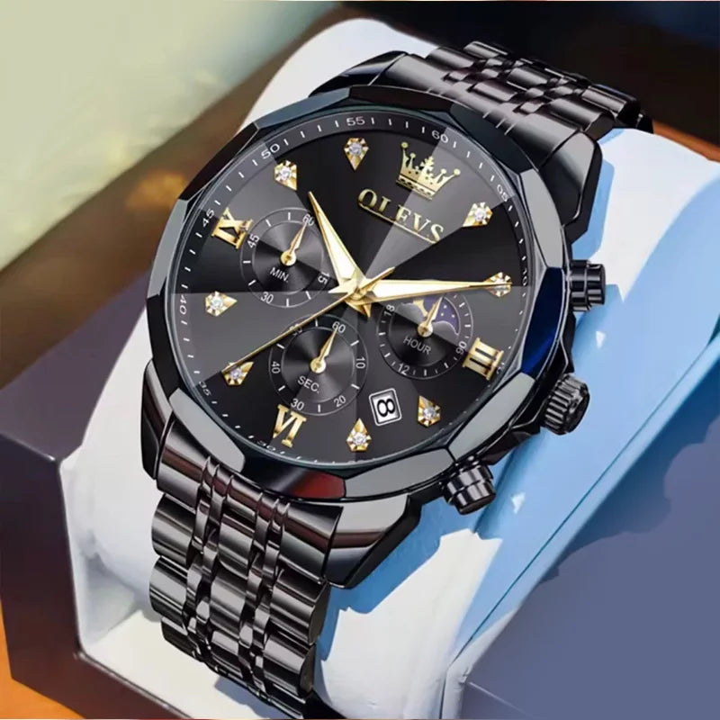 OLEVS 3670 Men's Watches Fashion Waterproof - Black Dial