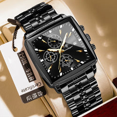 POEDAGAR 866 Luxury Square Chronograph Men’s Watch