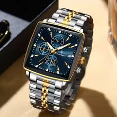 POEDAGAR 866 Luxury Square Chronograph Men’s Watch