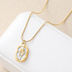Geometric Rose Pendant Necklace For Women