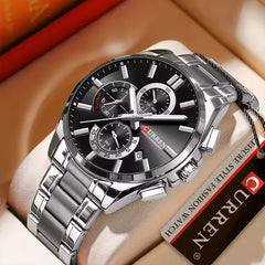 CURREN 8475 Men's Chronograph Watch Silver Black