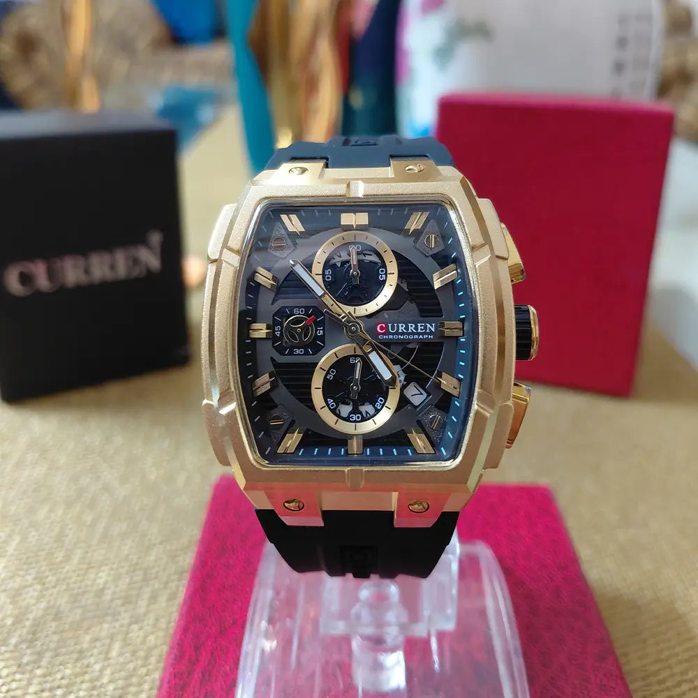 CURREN 8488 Original Silicon Strap Multifunctional Dial Men's Watch