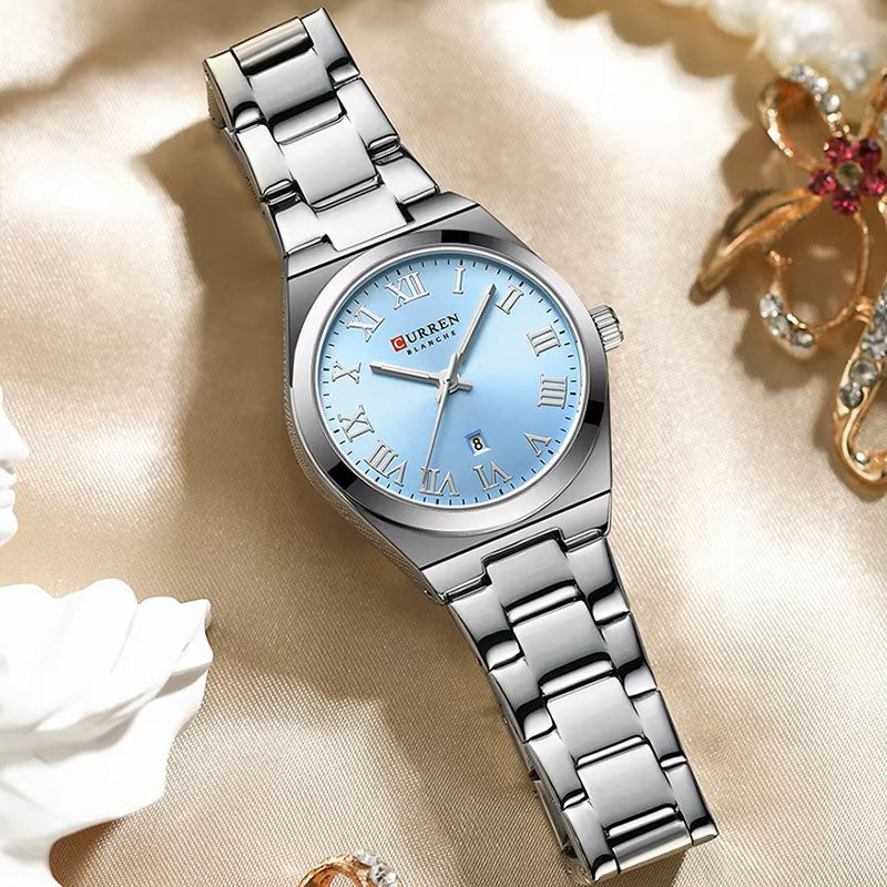 CURREN 9095 Women's Stainless Steel Watch Silver Blue