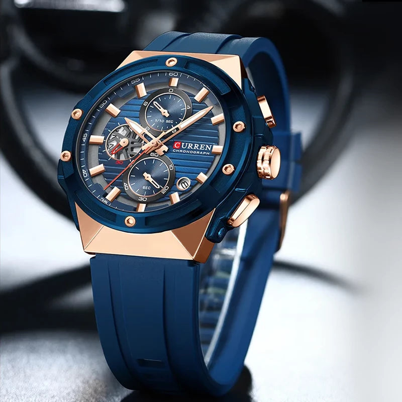 CURREN 8462 Men's Rubber Straps Watch - Blue